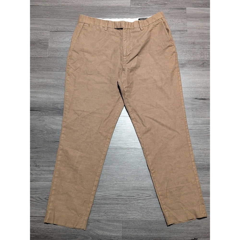 Banana Republic Men's Tan Linen Cotton Progetto Uno Tapered Fit Pants Size 35x30
